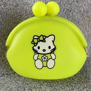 HELLO KITTY💫 Neon Yellow Rubber Logo Change Purse